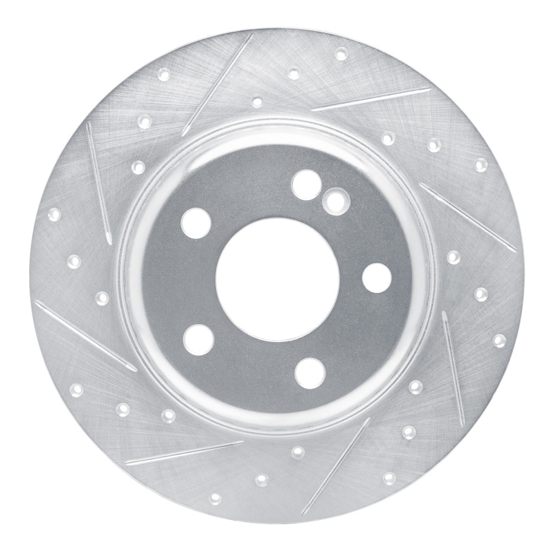 Mercedes-Benz C200 Brake Rotor (1) - Rear Left - R1 Concepts - Drilled & Slotted - Silver - `15-`21